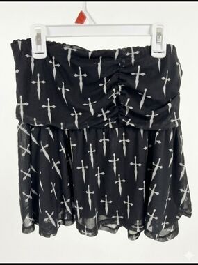 Y2K Inspired Social Collision Daggers Mesh Mini Skirt
